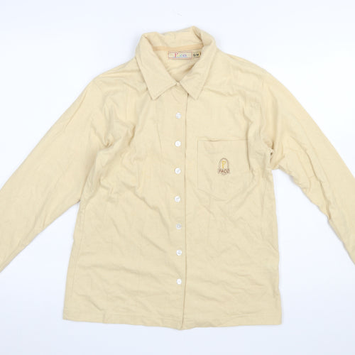 Paco Women's Beige Cotton Blend Long Sleeve Button-Up Shirt S