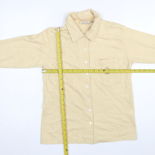 Paco Women's Beige Cotton Blend Long Sleeve Button-Up Shirt S