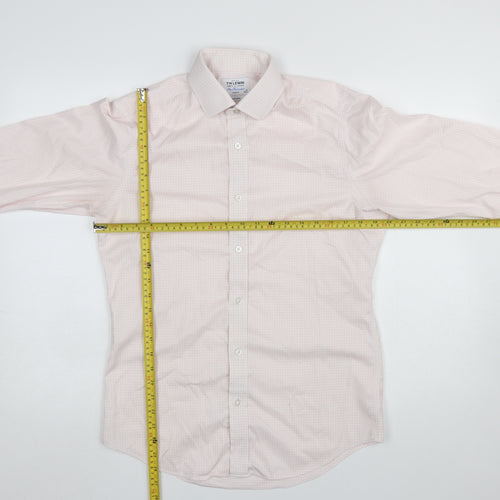 T.M. Lewin Men's Pink Check Slim Fit Non-Iron Dress Shirt 15in Collar