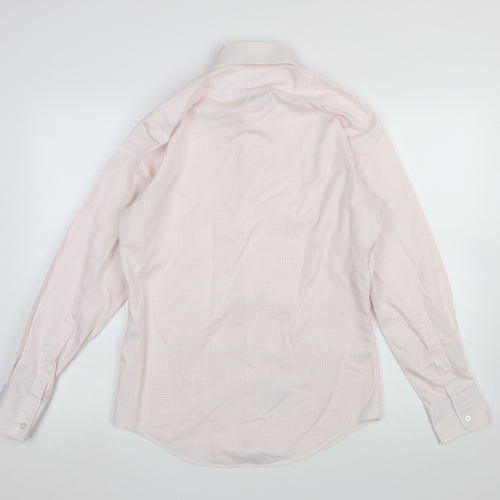 T.M. Lewin Men's Pink Check Slim Fit Non-Iron Dress Shirt 15in Collar