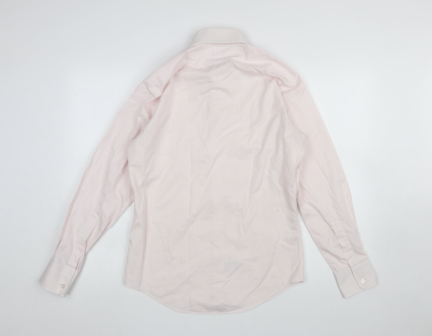 T.M. Lewin Men's Pink Check Slim Fit Non-Iron Dress Shirt 15in Collar