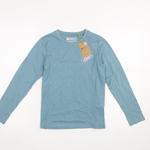 Mountain Warehouse Girls Blue Long Sleeve Cotton T-Shirt 9-10 Years Casual