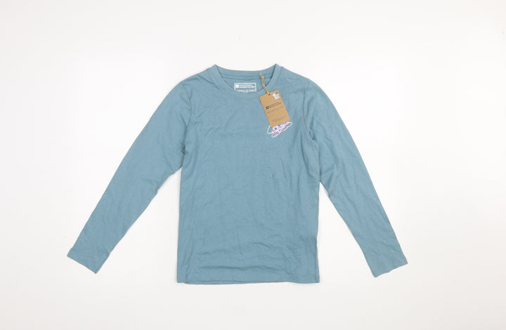 Mountain Warehouse Girls Blue Long Sleeve Cotton T-Shirt 9-10 Years Casual