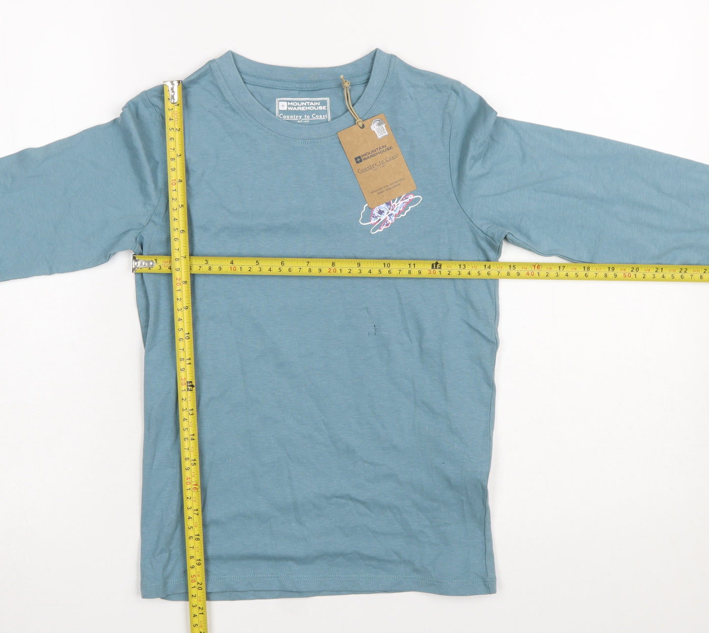 Mountain Warehouse Girls Blue Long Sleeve Cotton T-Shirt 9-10 Years Casual