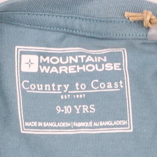 Mountain Warehouse Girls Blue Long Sleeve Cotton T-Shirt 9-10 Years Casual