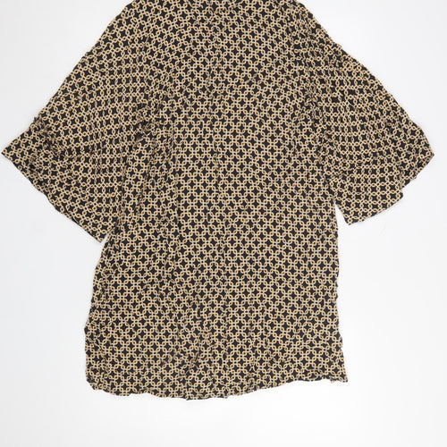 H&M Women’s Beige Geometric Shift Dress Size 14 Vintage Style