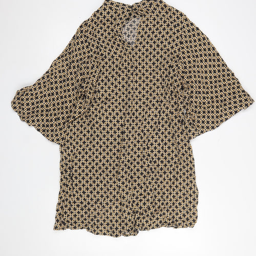 H&M Women’s Beige Geometric Shift Dress Size 14 Vintage Style
