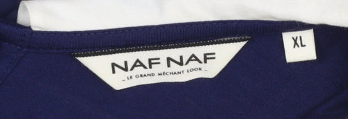 NAF NAF Women's Blue Sleeveless Collared Blouse XL