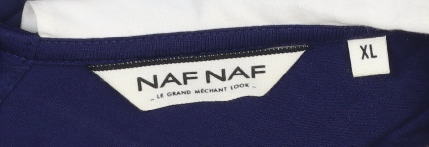 NAF NAF Women's Blue Sleeveless Collared Blouse XL
