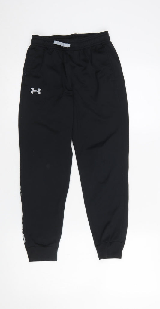 Under Armour Boys Black Jogger Trousers Size M Elastic Waist Activewear