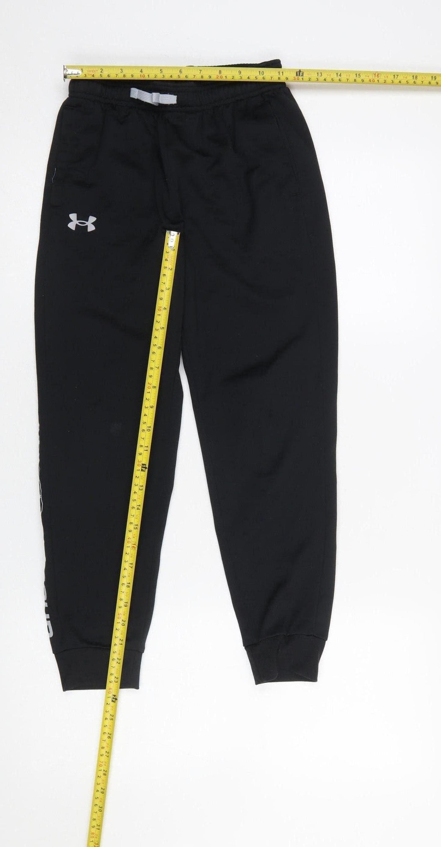 Under Armour Boys Black Jogger Trousers Size M Elastic Waist Activewear