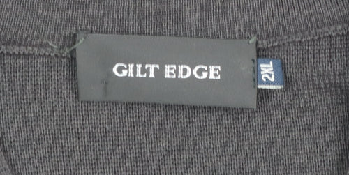 Gilt Edge Men's Black 2XL V-Neck Geometric Wool Blend Jumper