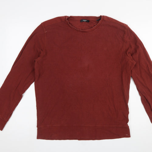 Jack & Jones Premium Men's Red Long Sleeve Crew Neck T-Shirt Size M