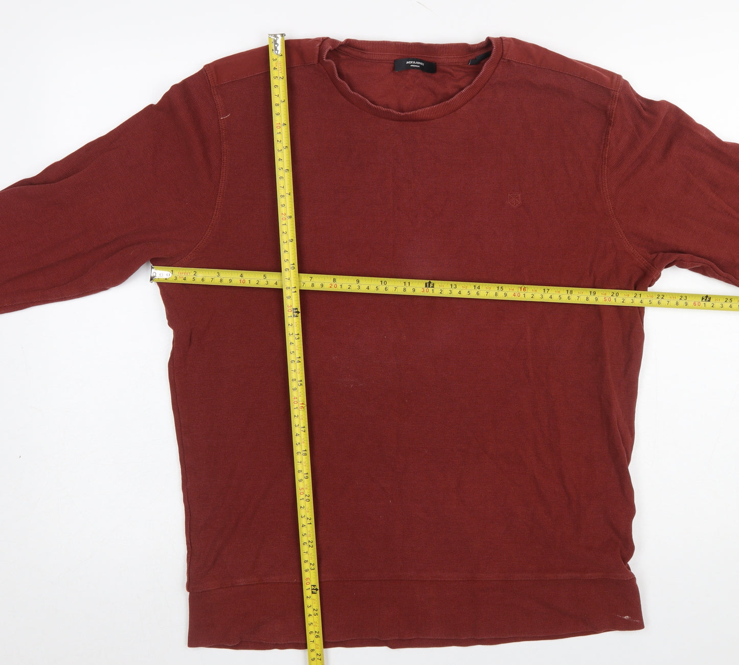 Jack & Jones Premium Men's Red Long Sleeve Crew Neck T-Shirt Size M