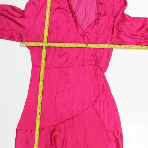 Next Women’s Pink Wrap Dress Size 16 Short Sleeve Party Cocktail