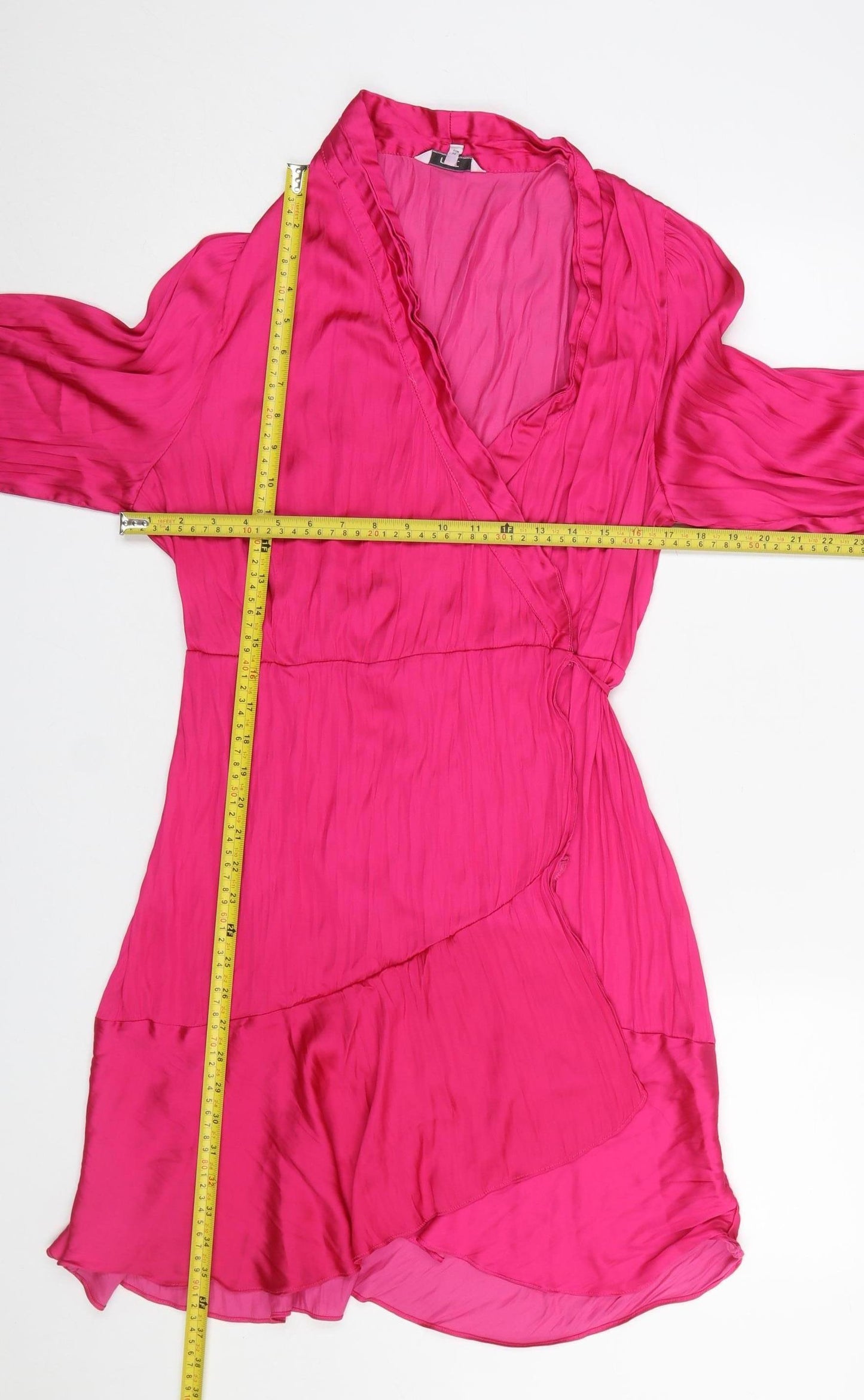 Next Women’s Pink Wrap Dress Size 16 Short Sleeve Party Cocktail