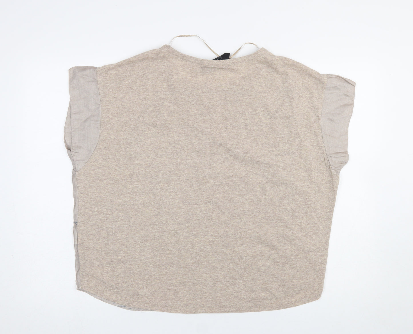 Zara Women Beige Basic Printed Crew Neck Short Sleeve T-Shirt Size M