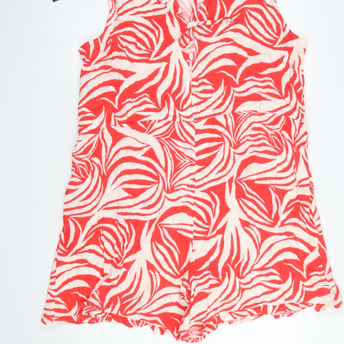 Vero Moda Curve Red White Cotton Sleeveless Playsuit UK 16