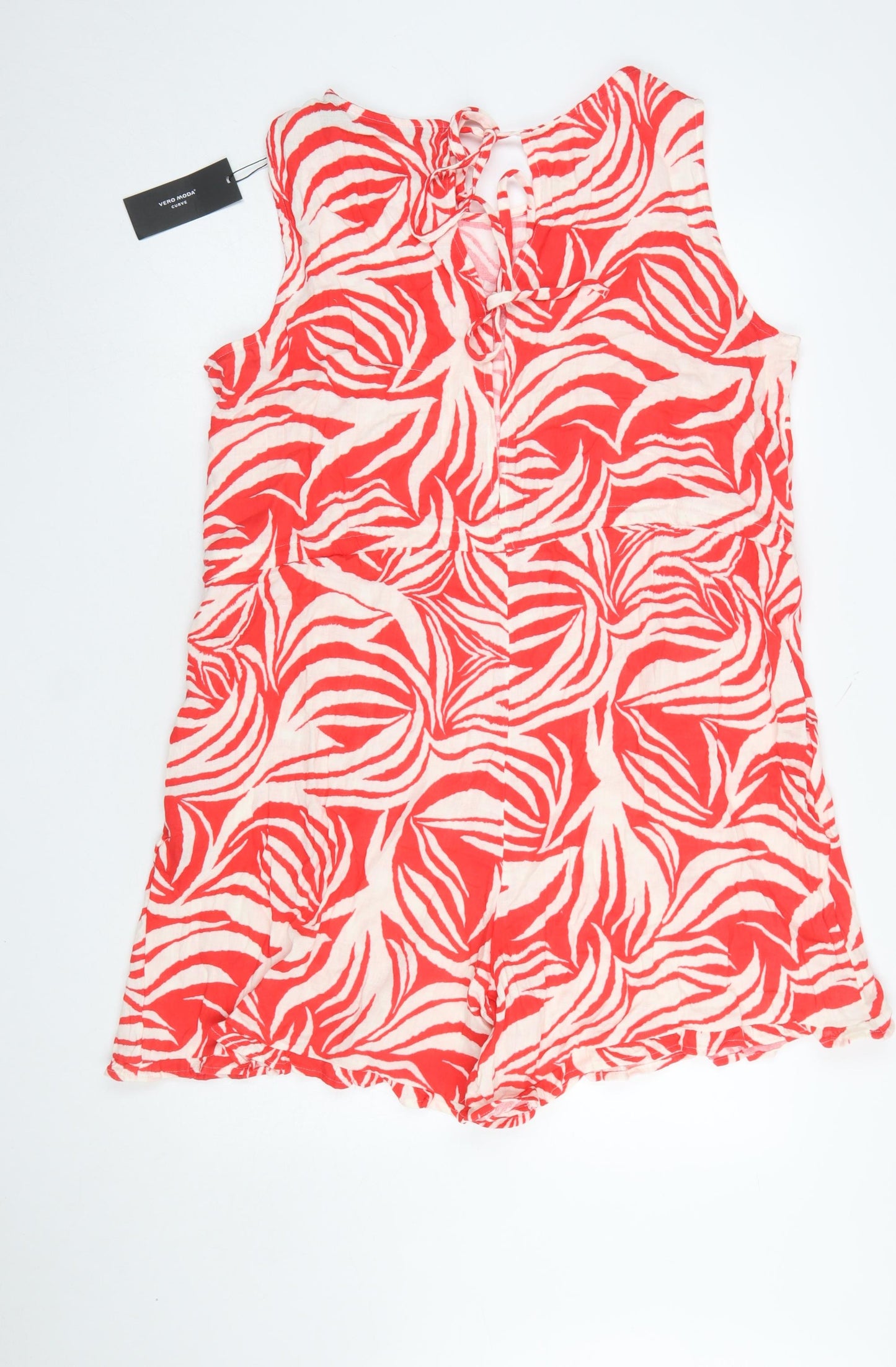 Vero Moda Curve Red White Cotton Sleeveless Playsuit UK 16