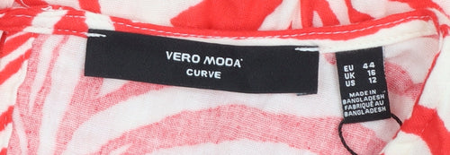 Vero Moda Curve Red White Cotton Sleeveless Playsuit UK 16