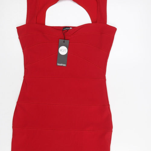 Boohoo Women Red Bodycon Sleeveless Short Dress UK 10 Party Night Out