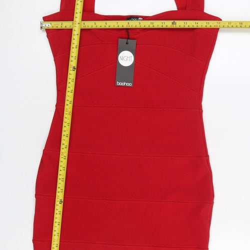 Boohoo Women Red Bodycon Sleeveless Short Dress UK 10 Party Night Out