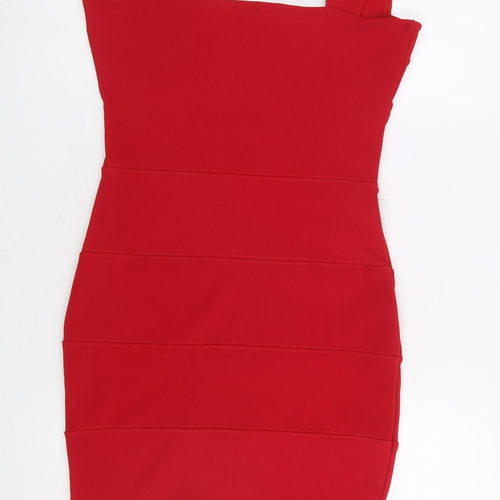 Boohoo Women Red Bodycon Sleeveless Short Dress UK 10 Party Night Out