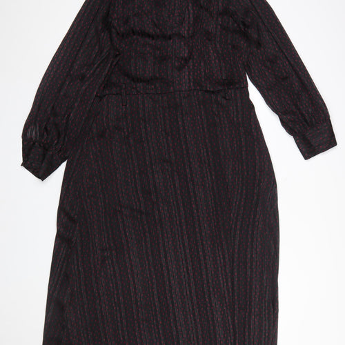 Gallery Women's Black Polka Dot Metallic Shirt Dress Size 14