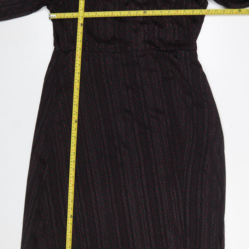 Gallery Women's Black Polka Dot Metallic Shirt Dress Size 14
