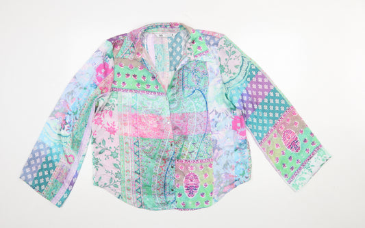 ZARA Women’s Multicoloured Bohemian Long Sleeve Sheer Blouse Size 14
