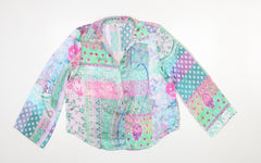 ZARA Women’s Multicoloured Bohemian Long Sleeve Sheer Blouse Size 14