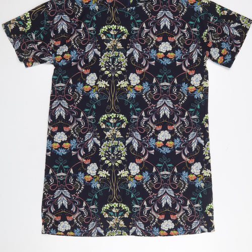 Boohoo Women’s Multicoloured Floral Shift Dress Size 12 Short Sleeve