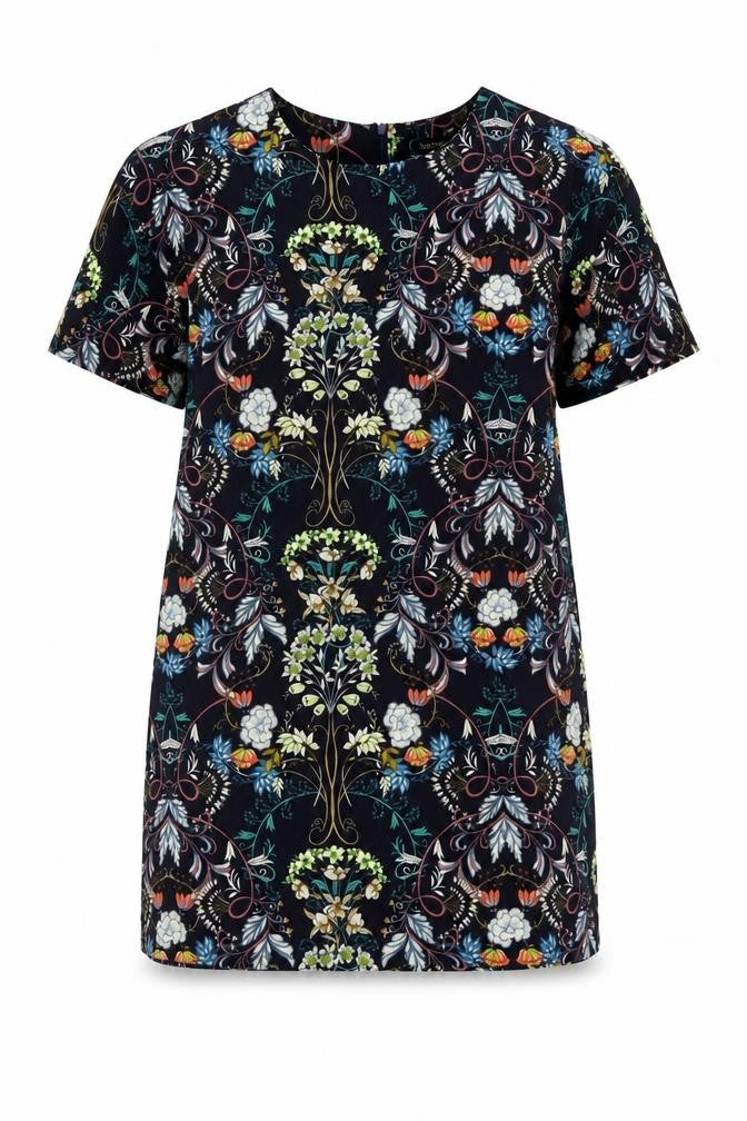 Boohoo Women’s Multicoloured Floral Shift Dress Size 12 Short Sleeve