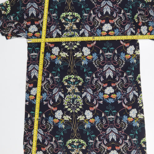 Boohoo Women’s Multicoloured Floral Shift Dress Size 12 Short Sleeve