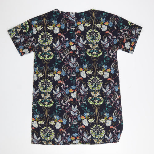 Boohoo Women’s Multicoloured Floral Shift Dress Size 12 Short Sleeve