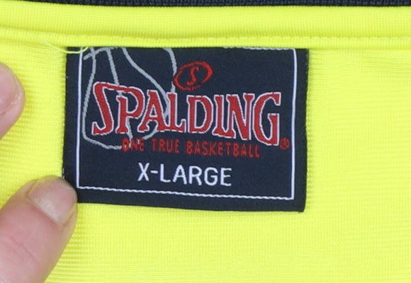 Spalding Men's Yellow Basketball Tank Top XL Athletic Jersey