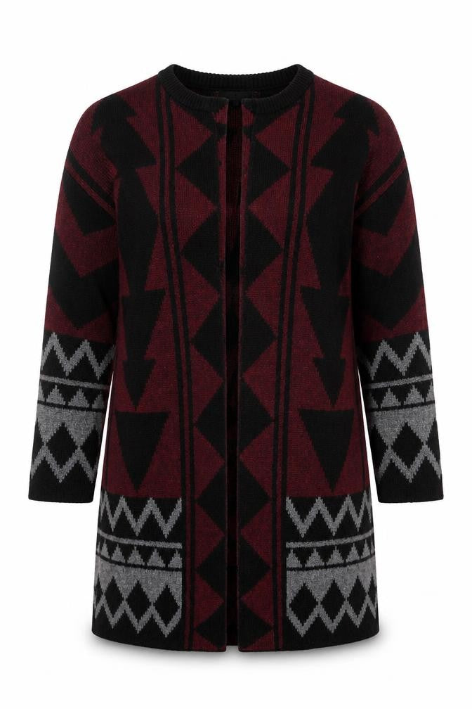 Front view of Principles by Ben de Lisi Women's Multicoloured, size 12, Aztec Knit Cardigan