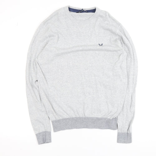 Crew Clothing Company Men's Grey Cotton Linen Crew Neck Jumper Size S