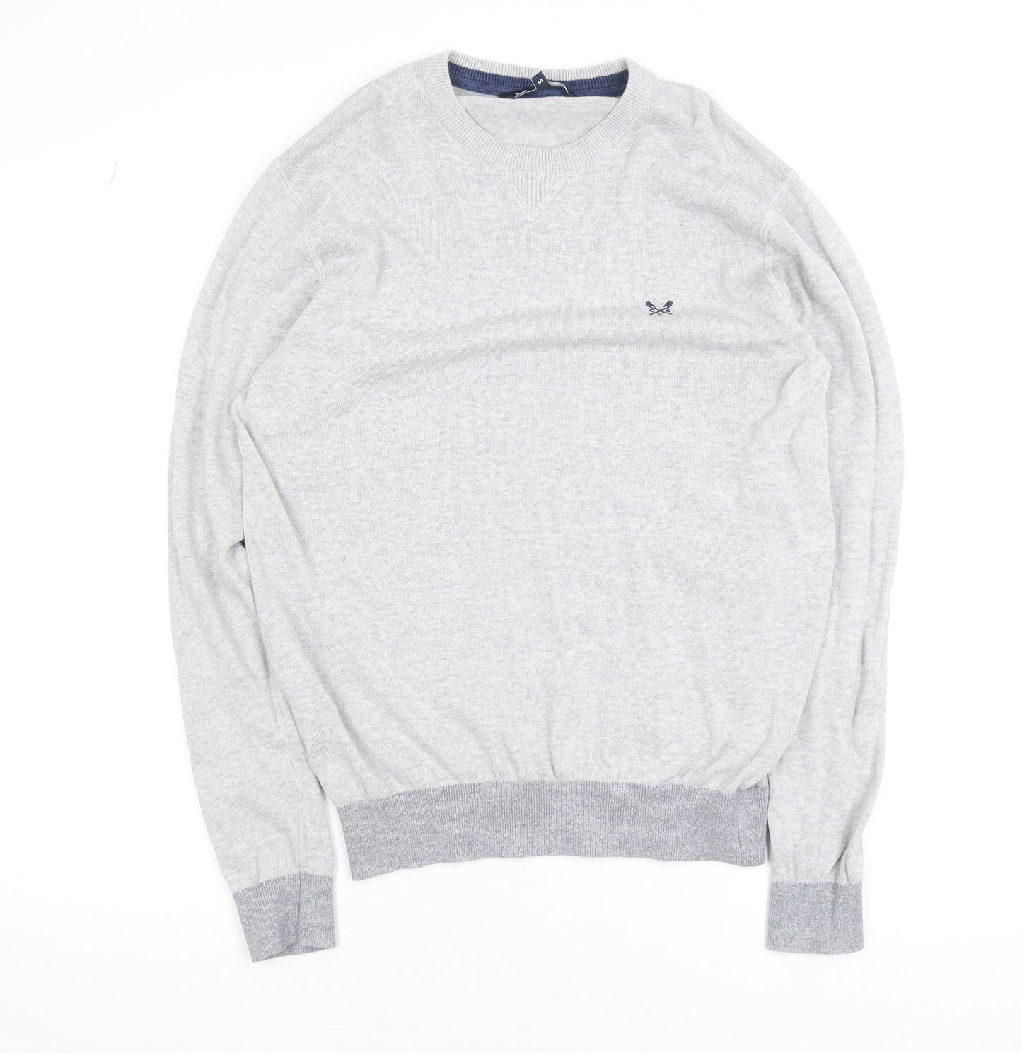 Crew Clothing Company Men's Grey Cotton Linen Crew Neck Jumper Size S
