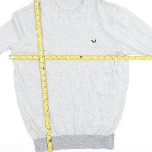 Crew Clothing Company Men's Grey Cotton Linen Crew Neck Jumper Size S