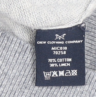 Crew Clothing Company Men's Grey Cotton Linen Crew Neck Jumper Size S