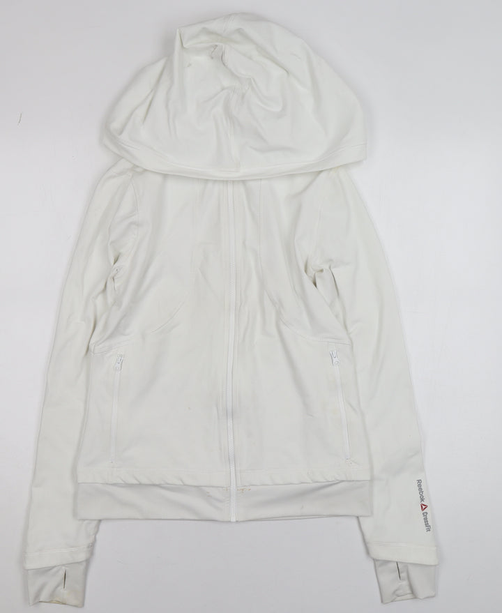 Reebok CrossFit Women's White S Athletic Full Zip Hooded Track Jacket