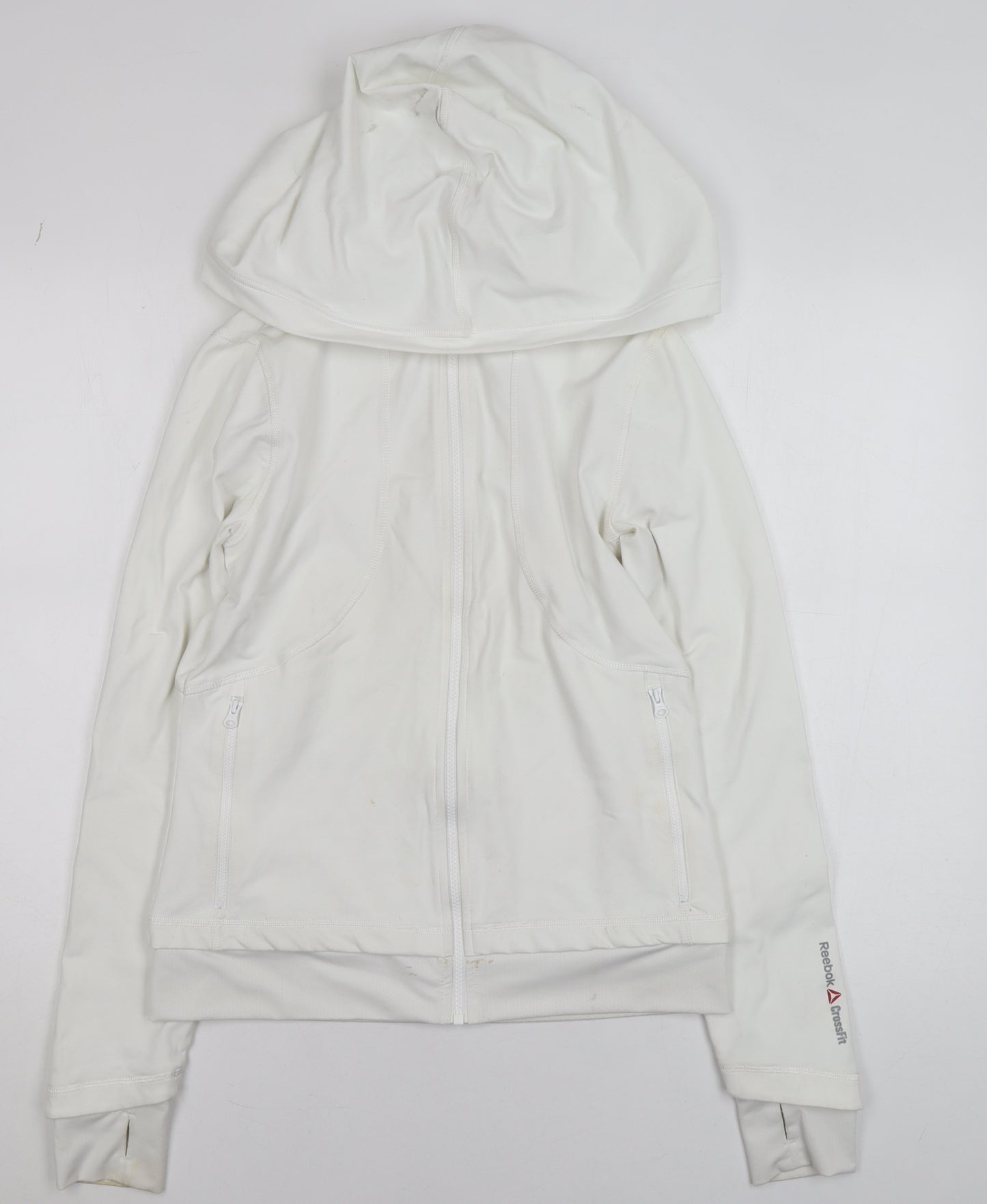 Reebok CrossFit Women's White S Athletic Full Zip Hooded Track Jacket