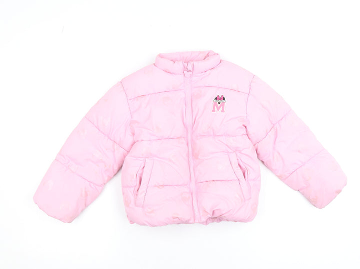 Disney Girls Pink Minnie Mouse Puffer Jacket 5-6 Years Quilted Winter Coat