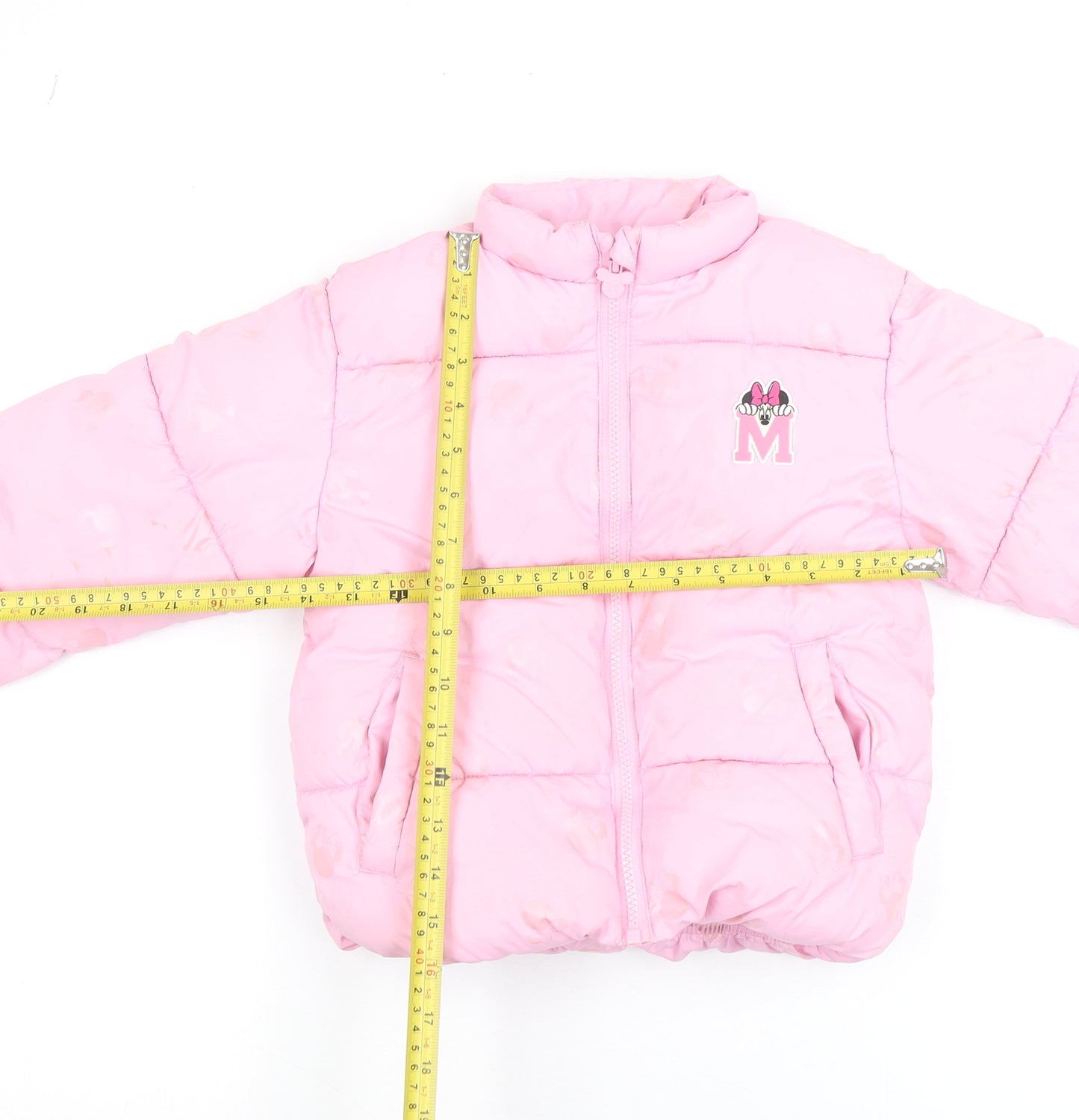 Disney Girls Pink Minnie Mouse Puffer Jacket 5-6 Years Quilted Winter Coat