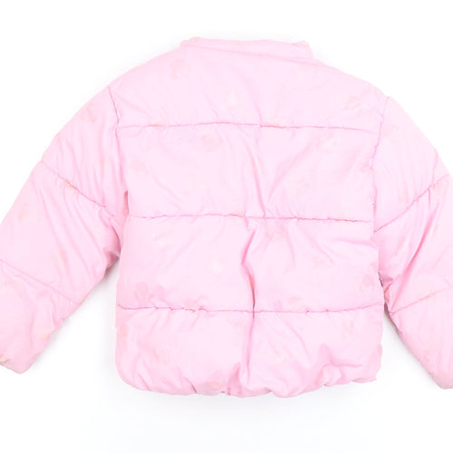 Disney Girls Pink Minnie Mouse Puffer Jacket 5-6 Years Quilted Winter Coat