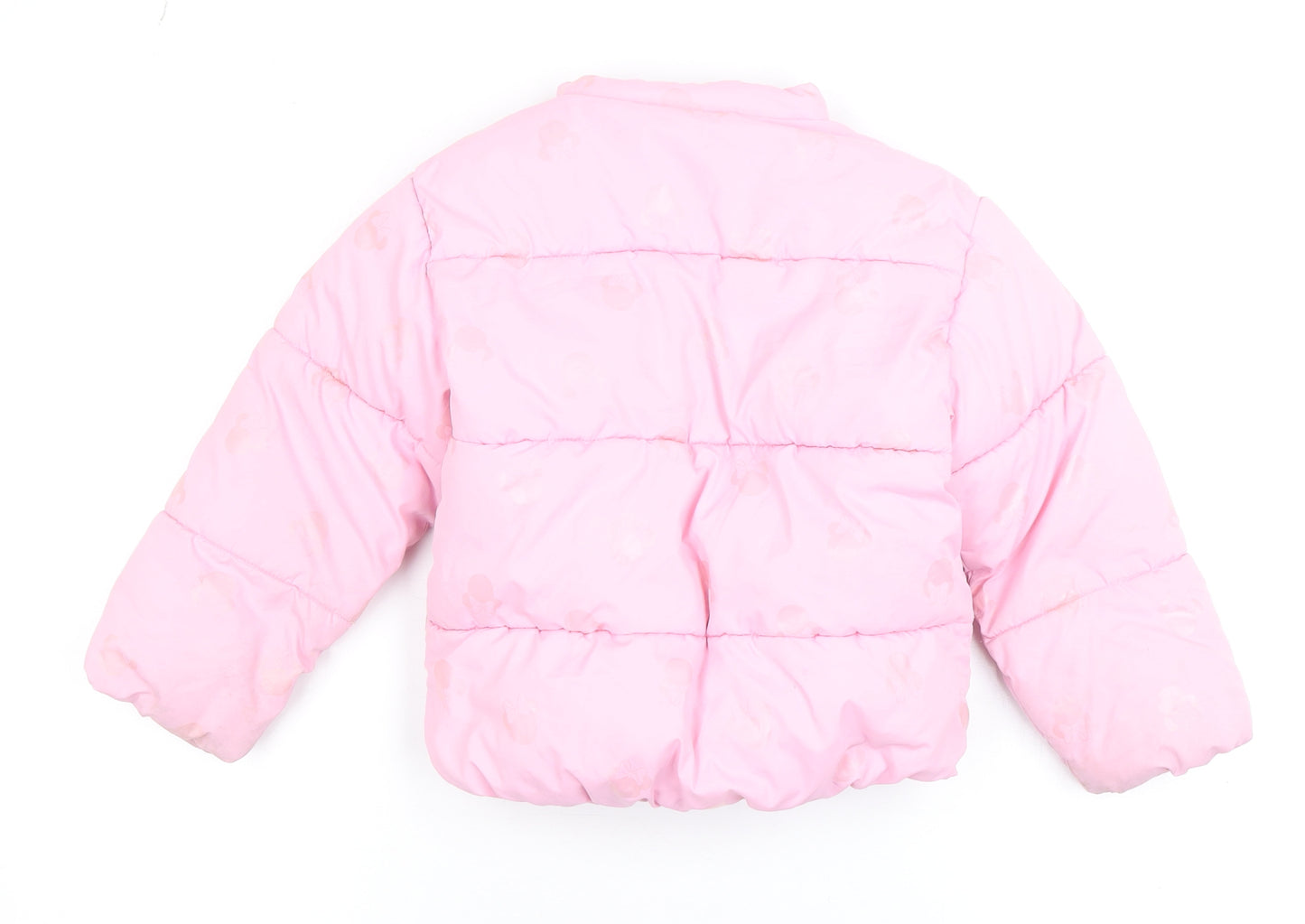 Disney Girls Pink Minnie Mouse Puffer Jacket 5-6 Years Quilted Winter Coat