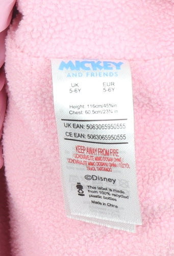 Disney Girls Pink Minnie Mouse Puffer Jacket 5-6 Years Quilted Winter Coat