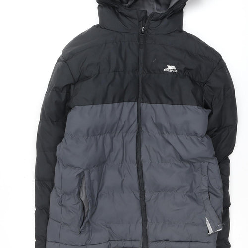 Trespass Men’s Black XS Puffer Jacket Hooded Water Resistant Winter Coat
