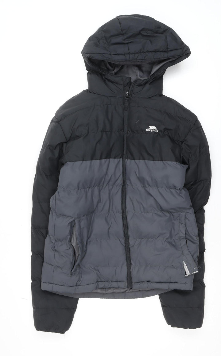 Trespass Men’s Black XS Puffer Jacket Hooded Water Resistant Winter Coat